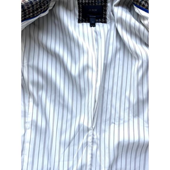 J.Crew Rhodes Blazer Jacket Wool Tweed Houndstooth Elbow Patches Brown Size 12 - Picture 7 of 10